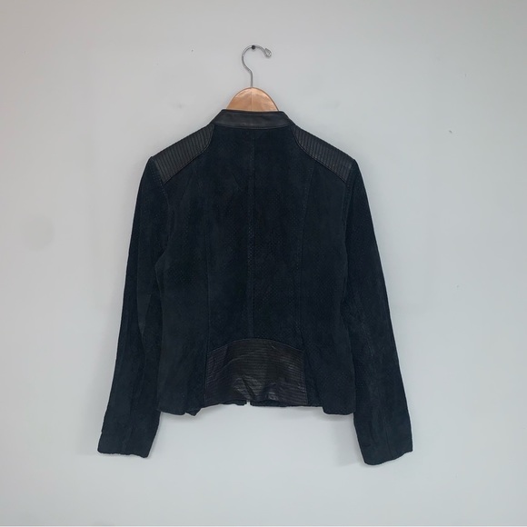 Black Rivet Moto Jacket Women's Size Medium Black Suede‎ Leather  Perforated - Picture 8 of 11
